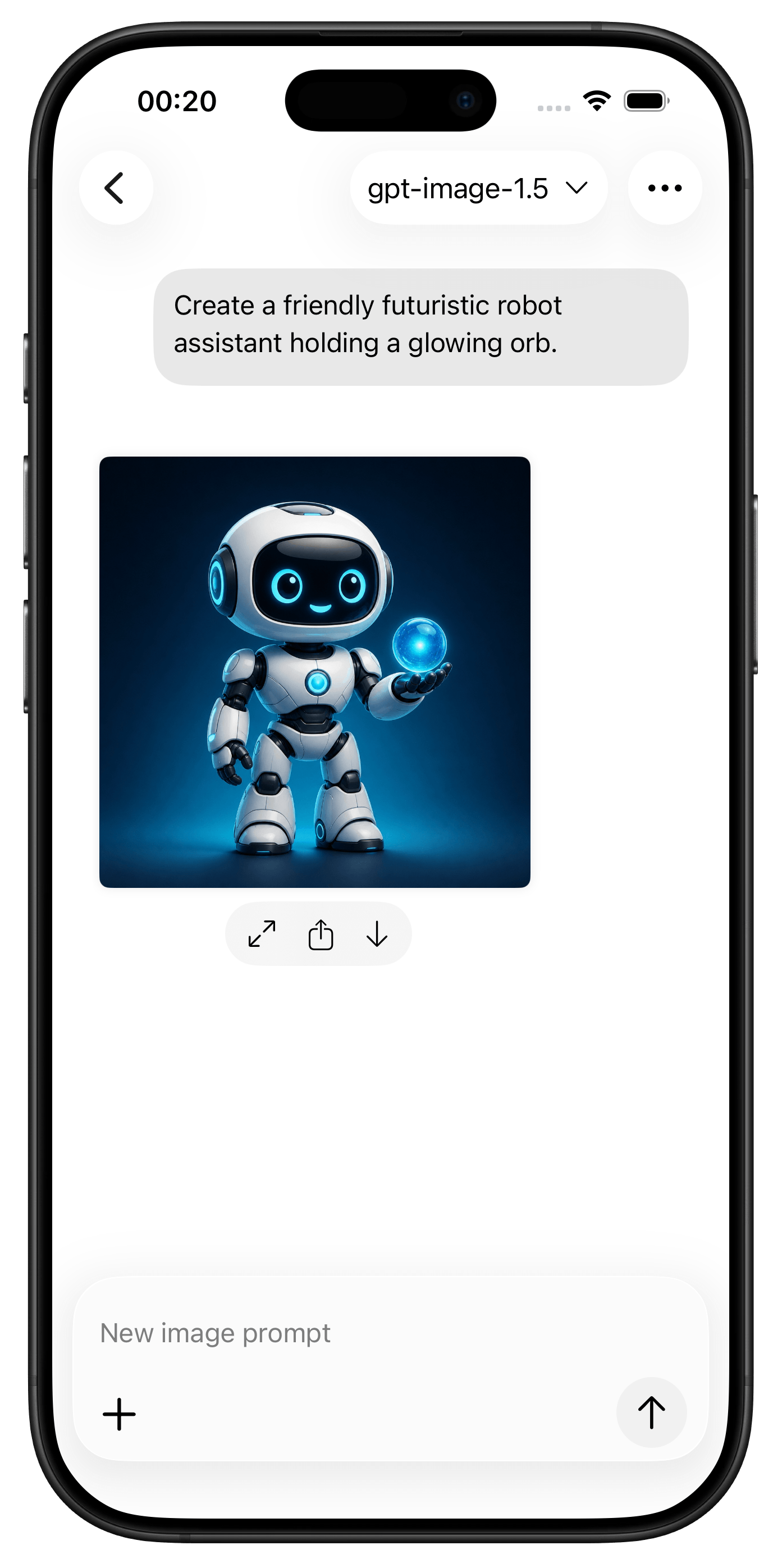 Geeps image generation conversation on iPhone