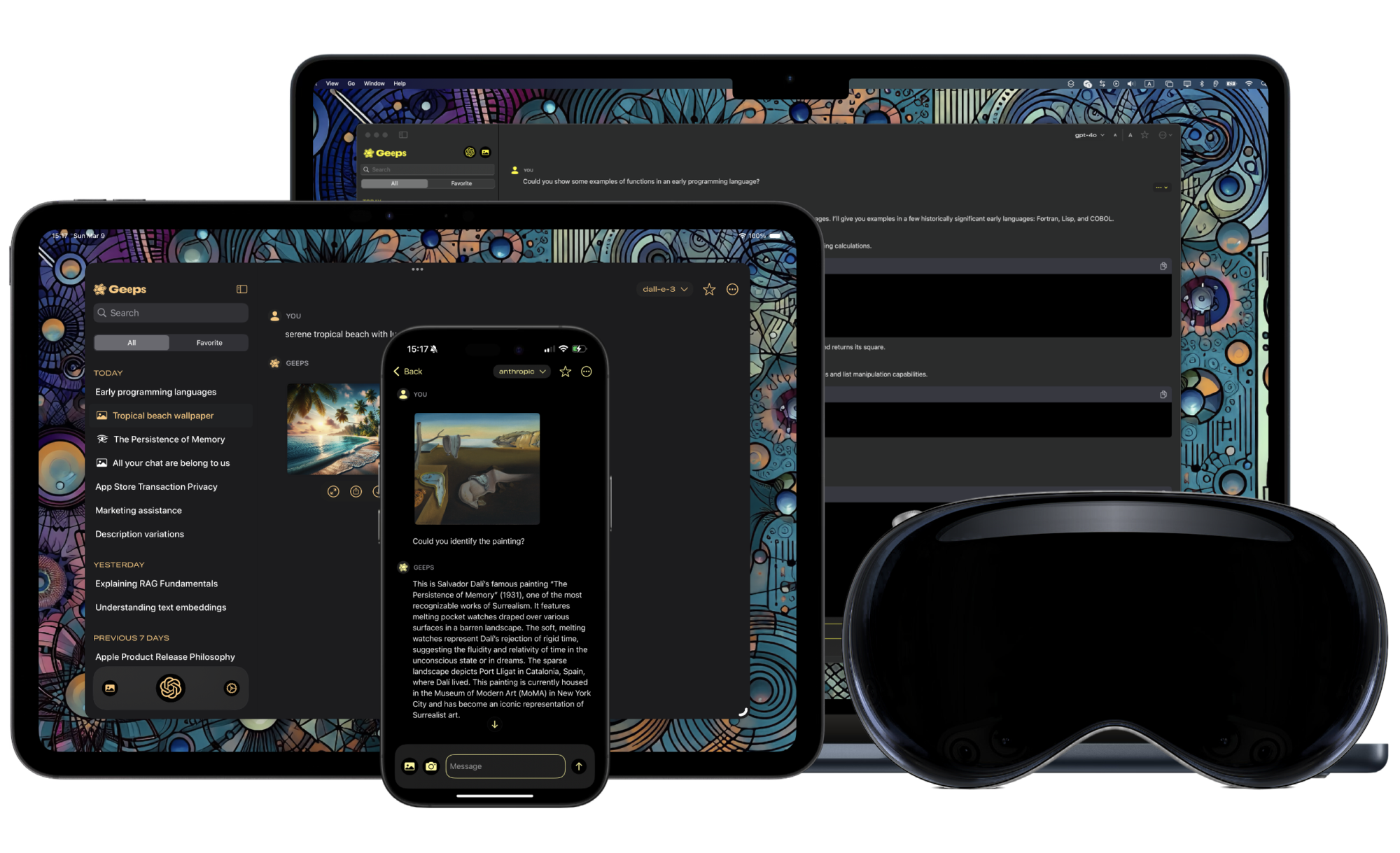 Geeps application preview on multiple devices