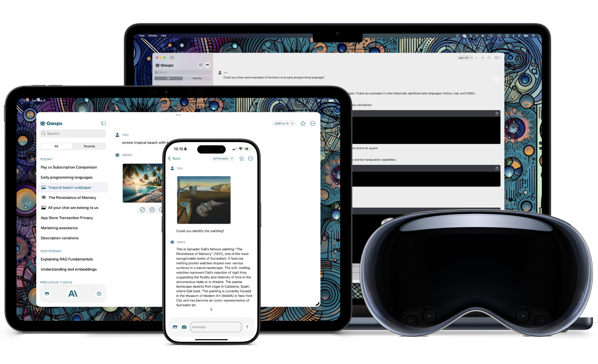 Geeps application preview on multiple devices